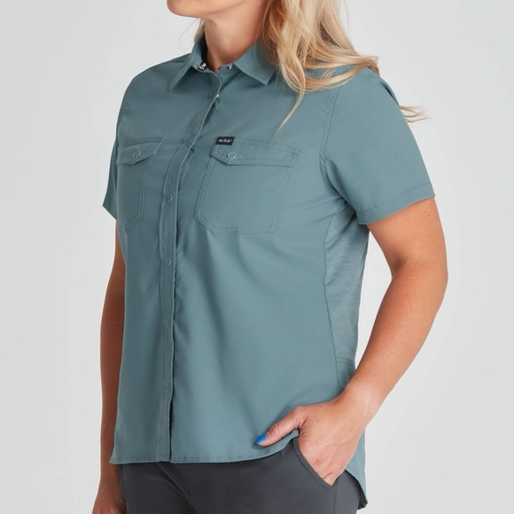 NRS Women’s Short-Sleeve Guide Shirt Top UPF 50+ Outdoor Quick-Dry in Lead L - Picture 1 of 14